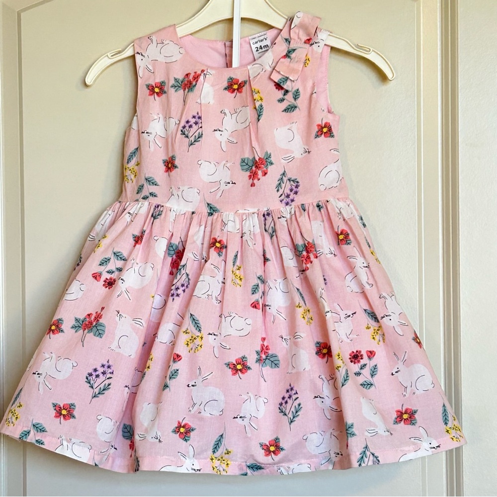 24M Carter’s Bunny-Print Bow Dress & Matching Diaper Cover